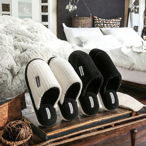 Chaussons d'intérieur et d'extérieur en coton tissé doux à semelle épaisse antidérapante pour hommes et femmes, couples - Product Image 2