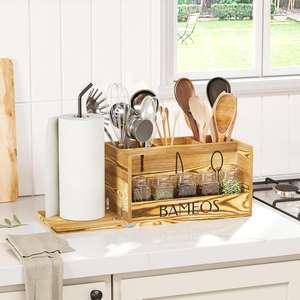 ชั้นวางจานแบบยืน 2 ชั้น สไตล์โมเดิร์น เป็นมิตรกับสิ่งแวดล้อม สำหรับวางบนเคาน์เตอร์ครัว ทำจากไม้แกะสลัก - Product Image 2