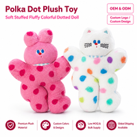 Peluche à pois douce et moelleuse, poupée colorée à pois, lapin, chat, rose, blanc, OEM, ODM, personnalisable, vente en gros