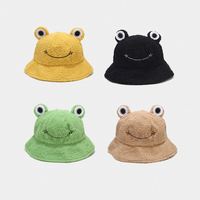 Nouveau Chapeau Bob d'Hiver Brodé Grenouille avec Cordon Réglable, Chapeau de Pêcheur Panama Chaud pour l'Extérieur