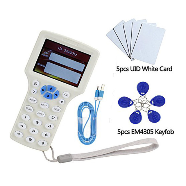 Handheld Dual Frequency 125KHz 13.56MHz RFID NFC Keyfob Card Reader Writer Cloner Duplicator for Access Control
