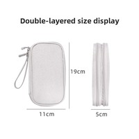 Sac de rangement électronique multifonctionnel classique à fermeture éclair en polyester double couche, étui de rangement portable pour câbles de voyage, banque d'alimentation USB