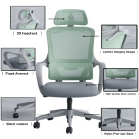 Chaise de bureau ergonomique moderne en tissu maillé, réglable, avec soutien lombaire, pivotante à 360°, pour atelier