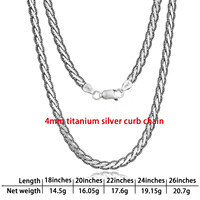 925 argent Sterling 4mm corde torsadée serpent plat lien cubain homard fermoir titane argent chaîne collier pour hommes pour cadeau de mariage