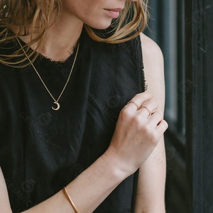 Gemma 925 <span class=keywords><strong>argento</strong></span> 14k oro mezzaluna collana pendente per le donne - Product Image 2