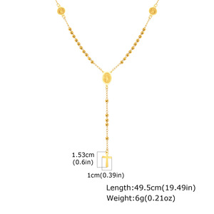 <span class=keywords><strong>Collana</strong></span> <span class=keywords><strong>Rosario</strong></span> in Acciaio Inossidabile Placcato Oro con Ciondolo a Croce, Catena Retrò con Perline di Preghiera Cattoliche, Ciondolo Ovale della Vergine Maria - Product Image 5