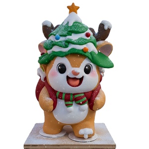 Sculpture géante personnalisée en fibre de verre de cerf de Noël EM/ODM, statue de dessin animé festive, étanche et résistante aux UV pour centres commerciaux et événements festifs - Product Image 1