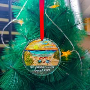 Adorno Navideño de Cristal Transparente Personalizado, Colgante de Cristal Grabado con Láser e Impresión UV, Decoración para Árbol, Regalo - Product Image 3