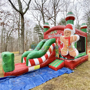 Vente en gros de châteaux gonflables commerciaux pour enfants, château gonflable de Noël avec toboggan aquatique - Product Image 6