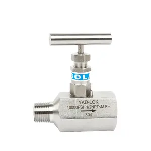 DINGGUANGHE 6mm 8mm 10mm Pagoda Type Micro Adjustment Valve Stainless Steel Needle Valve Straight Flow Regulating Valve 16MPA Specification : 6mm 