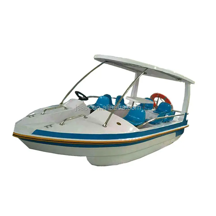 Boat car fiberglass red battery electric panga cabin seat glass wheel steering 4 passenger view