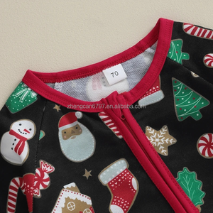 Pagliaccetto da bambino di alta qualità estivo per bambine tute con stampa a dinosauri a manica lunga per bambini <span class=keywords><strong>pigiama</strong></span> natale in bambù - Product Image 5