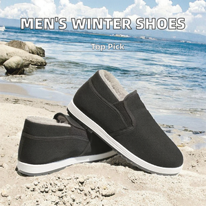 Chaussures de course d'extérieur pour hommes, mocassins chauds d'hiver, semelle intérieure en PVC antidérapante, toile de coton respirante, à enfiler, résistantes à l'usure, vente en gros - Product Image 2