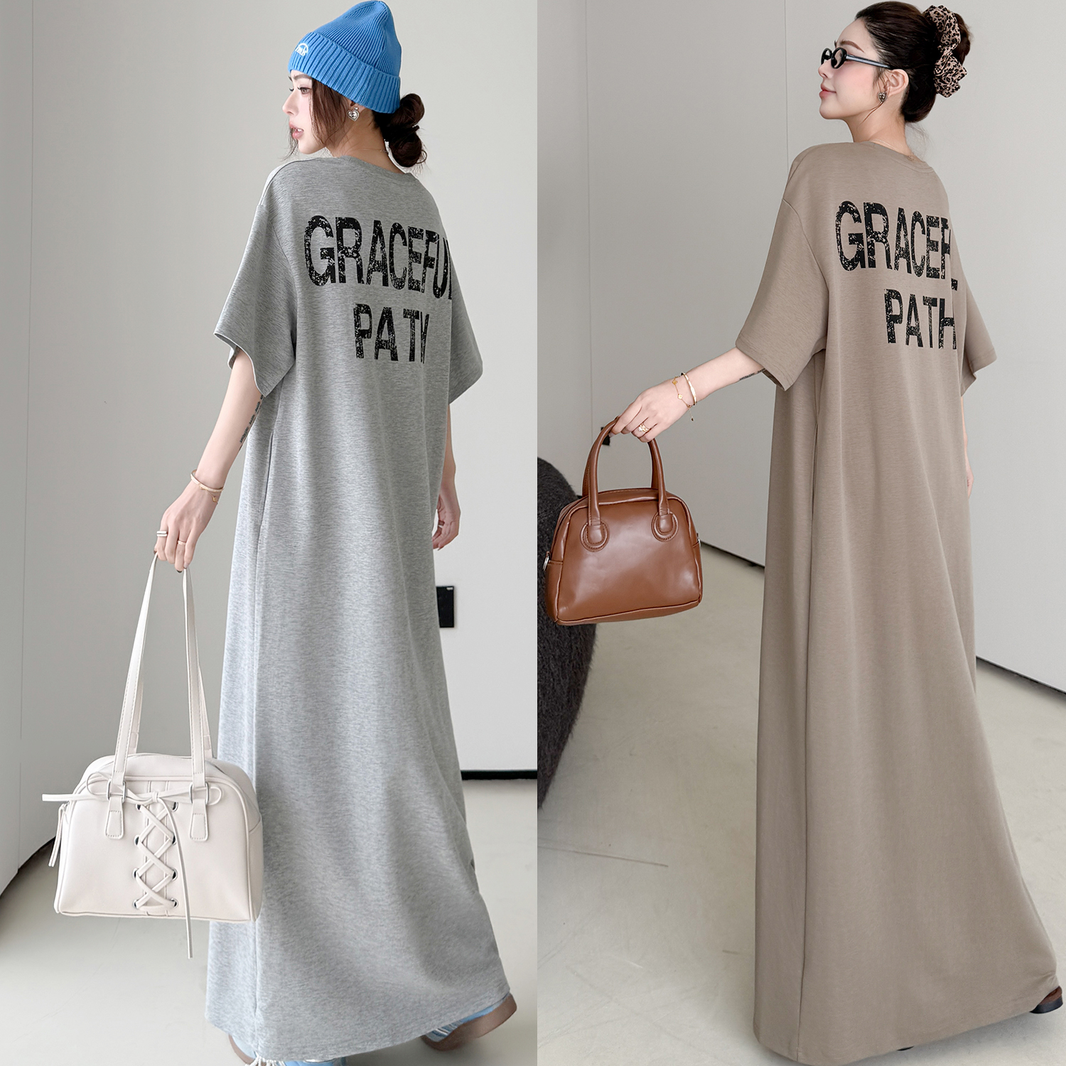 Korean Style T Shirt Dress - Loose Cotton Summer Midi