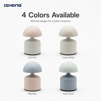 Lampe de table LED rechargeable mini champignon à commande tactile, 3 modes de couleur, intensité réglable, pour chevet et bureau