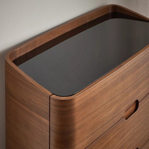 <span class=keywords><strong>Commode</strong></span> moderne sur mesure au design plat avec bords arrondis et plateau en verre trempé, buffet en mélamine - Product Image 4
