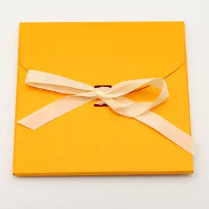 Recyclable Wholesale Silk Scarf Packaging Envelope Custom Logo Folding Paper Packing Envelopes With Ribbon