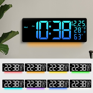 Nouvelle <span class=keywords><strong>Horloge</strong></span> <span class=keywords><strong>Murale</strong></span> Électronique Numérique LED Géante, avec Affichage de la Température, Calendrier et Jour, et Effet Néon RGB, pour Église, Voiture, Art, et Éclairage Nocturne - Product Image 3