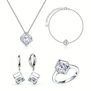 Vente en gros usine – Parure de bijoux classique en argent sterling 925 pour demoiselle d'honneur, cadeau de mariage, étanche, inaltérable, plaqué rhodium - Product Image 1