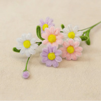 Fleurs artificielles en forme de marguerite à 3 têtes, prêtes à l'emploi, en bâtonnets torsadés, en crochet, en nettoyeur de pipe, bouquet de fleurs artisanales pour la décoration de la maison et des mariages