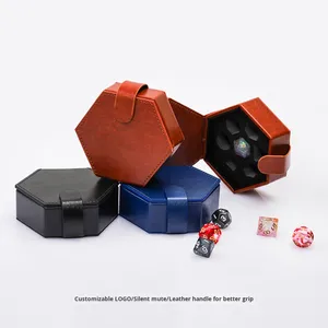 Sac de rangement en cuir pour jeu de table Dungeons & Dragons, boîte à dés moderne et simple avec cordon de serrage, couvercle pliable, organisateur portable - Product Image 2