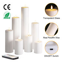 Lilin LED Bentuk Pilar Mermei Tanpa Api, Berbahan Lilin Parafin, Dioperasikan dengan Baterai, Buatan Tangan, Ramah Lingkungan, Aman, untuk Liburan
