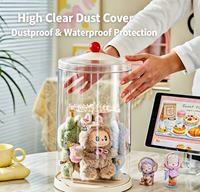 En stock : Vitrine rotative à 360 degrés anti-poussière pour figurines, organisateur de rangement transparent pour collection de jouets de bureau