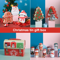 Emballage cadeau en métal pour réveillon de noël, bonbons, biscuits au chocolat, arbre de noël multi-graphiques, boîte en fer blanc