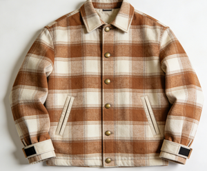 Giacca in Lana da Uomo per Primavera e Autunno, Personalizzata, Marrone Chiaro con Motivo a Quadri Grandi, Vestibilità Comoda, Stile Casual - Product Image 1