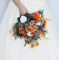 Ramo de Novia Tradicional Romántico Europeo, Ramo de Flores Artificiales de Seda Extra Grande Profesional para Decoración del Hogar y Accesorio de Fotografía