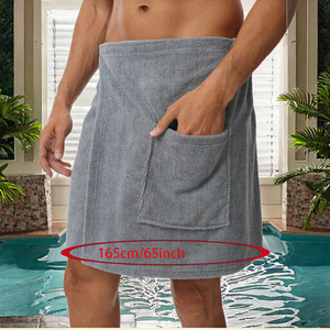 Toalla de <span class=keywords><strong>Sauna</strong></span> para Hombre con Logotipo Bordado Personalizado, 100% Algodón, con Botones y Bolsillo, Color Sólido, Secado Rápido, para Uso en Casa, Spa o Gimnasio - Product Image 3