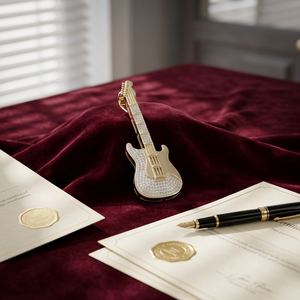 Pendentif Guitare Iced Out avec Diamants CZ, Bijou Musical Hip Hop de Luxe - Product Image 3