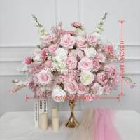Rose artificielle en soie luxueuse orange dorée et rouge, 60 cm, grande boule de fleurs artificielles pour la décoration d'hôtel, événement de la Saint-Valentin
