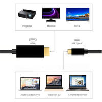 Cable USB C 3.1 a HDTV de 6 pies, compatible con adaptador de video de alta resolución 4K 30Hz, conecta el teléfono móvil a la pantalla del televisor o monitor.