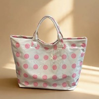 Sac de courses personnalisé de haute qualité en toile de coton à pois, PVC, vintage, écologique, durable, recyclé, réutilisable, grande capacité, pour tous les jours