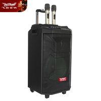 Guitare microphone roues de luxe KARAOKE bois basse lourde simple 12 pouces mobile BT PORTABLE BOOMBOX TWS CHURCH audio haut-parleur