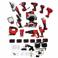 Ensemble d'outils sans fil avec batteries, chargeur, mallette de transport et outils à main pour le travail du bois, la réparation automobile et les travaux ménagers