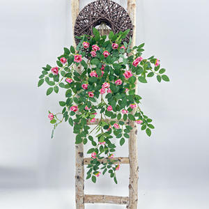 Simulé Rose Vigne Chlorophytum Comosum Intérieur Vert Plastique Faux Fleur Rotin Tenture Murale Plantes Ensembles De Décoration De Fête - Product Image 6