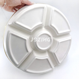 ドライナッツ陳列ケース スナック＆ディップ回転式サービングトレイ ドライフルーツディッシュディスペンサー セラミックプラッター レイジースーザン 分割トレイ - Product Image 2