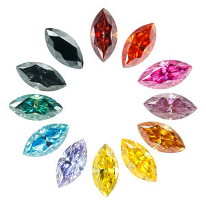RTS Vente en gros Moissanite de laboratoire opalescente multicolore taille marquise certifiée GRA, taille libre 3mm-10mm Goldleaf - Product Image 1