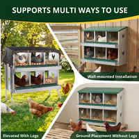 Support à deux niveaux JH-Mech, base en tissu imperméable, toit en tissu, pieds de soutien surélevés, plateaux à œufs en métal galvanisé, boîte à œufs pour 30 poules