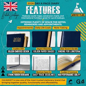 2026 <strong>Day</strong> <strong>a</strong> <strong>Page</strong> Blue <strong>Diary</strong> with Gilt Edges Imitation Leather Hardcover <strong>A4</strong> Business Office Planning Notebook Blue Journal - Product Image 4