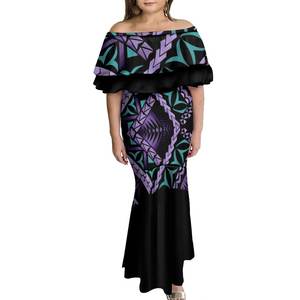 Abito samoano personalizzato a doppio strato con spalle a coda di pesce abito da ballo di grandi dimensioni - Product Image 3