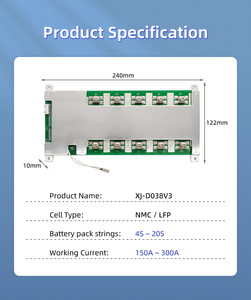XJ <span class=keywords><strong>BMS</strong></span> 4S 8S 10S <span class=keywords><strong>12S</strong></span> 14S 15S 16S 18S 20S 21S 12V 24V 36V 48V 72V 200A 280A 300A <span class=keywords><strong>LifePO4</strong></span> LFP NMCナトリウムリチウムイオン<span class=keywords><strong>BMS</strong></span> - Product Image 6