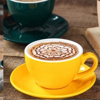 Vente en gros 90ml 150ml 200ml 250ml 300ml 350ml Vente chaude Ensemble tasse et soucoupe en céramique Ensemble de tasses en porcelaine de luxe Tasse à café Ensemble de tasses à cappuccino