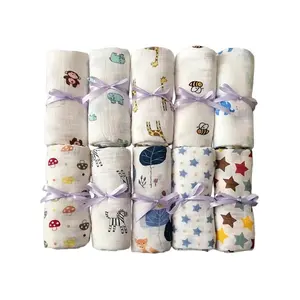 2024 home use muslin wrap printed oem baby muslin cloth aden and anais muslin swaddle blanket 120x120