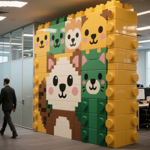 Coblocks tùy chỉnh nghệ thuật động vật tường, tường phân vùng phòng chia khối Jumbo, tự làm phun sơn vẽ - Product Image 1