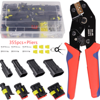 355 pièces de connecteurs de faisceau de câblage automobile DIY à 1, 2, 3 ou 4 trous avec boîtier en nylon étanche pour lampe au xénon, emballés dans une boîte à connecteurs