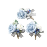 Rangkaian Bunga Mawar Kain Buatan untuk Pernikahan, Acara Bisnis, Upacara Pembukaan, Boutonniere Tamu, Model Tangan