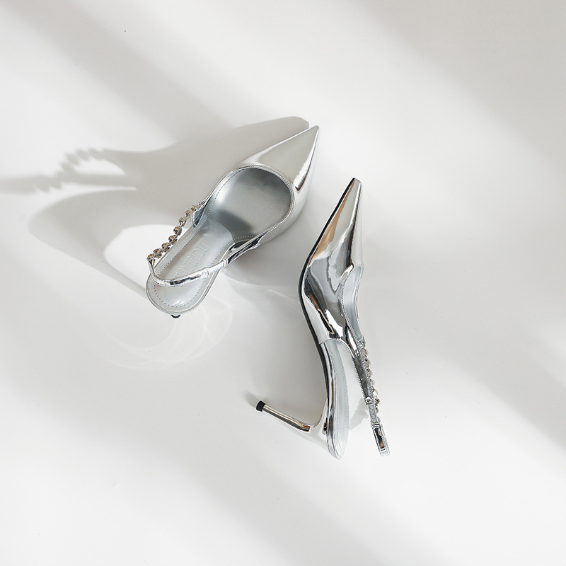 Silver stiletto heels 6cm